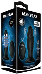 Dop Anal Mr. Play Super Power Anal Plug I Voluptas Negru grosime 3.2 cm lungime 12.4 cm cu ventuza - telecomanda - vibratii 
