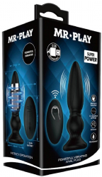 Dop Anal Mr. Play Super Power Anal Plug II Voluptas Negru grosime 3.3 cm lungime 12.5 cm telecomanda - vibratii 