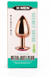 Dop Anal Secret Shade Metal Butt Plug Rose L X-Men Roz - Auriu grosime 4.1 cm lungime 9.5 cm 