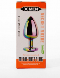 Dop Anal Secret Shine Metal Butt Plug Rainbowheart M X-Men Multicolor grosime 3.4 cm lungime 8.2 cm 