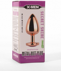 Dop Anal Secret Shine Metal Butt Plug Rose Gold Heart L X-Men Roz - Auriu grosime 4.1 cm lungime 9.5 cm 