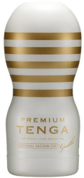 Masturbator Tenga PREMIUM ORIGINAL VACUUM CUP GENTLE Alb - Auriu lungime 15.5 cm forma normala 
