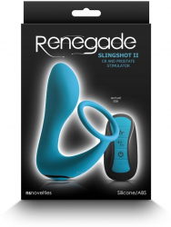 Stimulator Prostata Renegade Slingshot II Teal NS Toys Albastru grosime 3.3 cm lungime 11.9 cm telecomanda - vibratii 