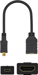 Cablu adaptor micro HDMI tata - HDMI mama 15cm v2.0 4K 60Hz 2160p GoPro Raspberry Pi Goobay 58683 