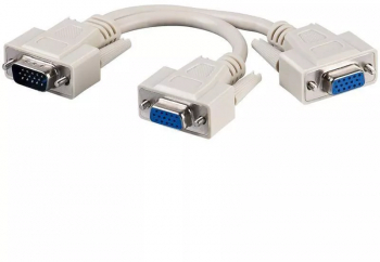 Splitter VGA 15pini tata la 2x VGA mama 15pini crem Goobay 