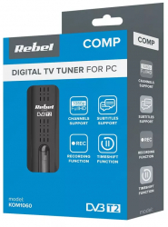 Tuner USB DVB-T2 H.265 REBEL receptie TV terestru digital standard DVB-T DVB-T2 HEVC DVB-C pentru laptop PC 
