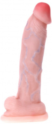 Vibrator realistic Voluptas Super Emperor Vibrating Dong cu testicule - cu ventuza - telecomanda grosime 6.4 cm lungime 34 cm 