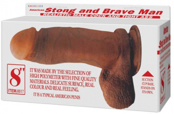 Dildo Voluptas cu testicule - si ventuza Strong and Brave Man lungime 19.5 cm diametru 4.2 cm 
