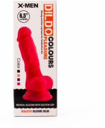 Dildo X-Men cu testicule - si ventuza Colours Pleasure 1 lungime 16.5 cm diametru 3.5 cm 