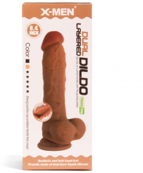 Dildo X-Men cu testicule - si ventuza Dual Layered lungime 21.3 cm diametru 4 cm 