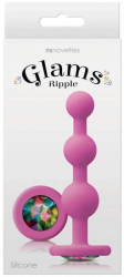 Dop Anal NS Toys Glams Ripple Rainbow Gem Roz grosime 1.8 cm lungime 11.3 cm 