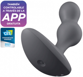 Dop Anal Satisfyer Deep Diver Gri grosime 2.8 - 3.2 cm lungime 11 cm vibratii aplicatie SmartPhone 