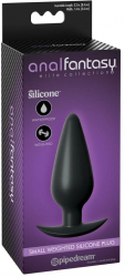 Dop Anal Voluptas Anal Fantasy Elite Collection Small Weighted Silicone Plug Negru grosime 3.5 cm lungime 10.4 cm 
