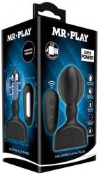 Dop Anal Voluptas Mr. Play Inflatable Anal Plug Negru grosime 3.3 cm lungime 11.8 cm cu ventuza telecomanda vibratii 