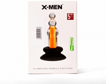 Dop Anal X-Men 10 Speeds Vibrating Beaded Plug Transparent - Portocaliu grosime 3.5 cm lungime 12 cm vibratii 