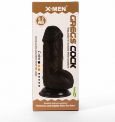 Dop Anal X-Men Gregs Cock Negru grosime 5 cm lungime 15.7 cm with testicle cu ventuza 