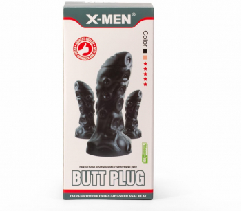 Dop Anal X-Men Monster Plug 1 S Negru grosime 6 cm lungime 19.8 cm cu ventuza 
