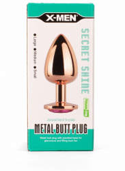 Dop Anal X-Men Secret Shade Metal Butt Plug Rose M Auriu - Roz grosime cm lungime cm 