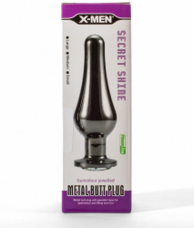 Dop Anal X-Men Secret Shine Gun Colour Jewelled Metal Butt Plug M Negru grosime 3.5 cm lungime 11.2 cm 