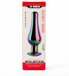 Dop Anal X-Men Secret Shine Metal Blug Plug Rainbow L Multicolor grosime 4.1 cm lungime 12.9 cm 