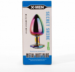 Dop Anal X-Men Secret Shine Metal Butt Plug Rainbow S Multicolor grosime 2.7 cm lungime 7.1 cm 