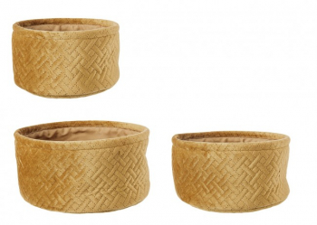 Set 3 cosuri depozitare textil ocru Averill 18x10 cm 22x11 cm 25x12 cm 