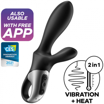 Vibrator Heat Climax + Satisfyer stimulare clitoris - punctul G - incalzire - aplicatie SmartPhone lungime 20.5 cm grosime 4.4 cm 