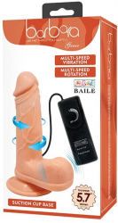 Vibrator realistic Barbara Genie Multi-Speed Vibration Dildo Voluptas cu testicule - cu ventuza - telecomanda lungime 15.5 cm grosime 3.1 cm 