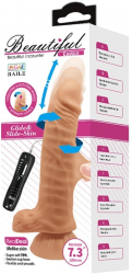 Vibrator realistic Beautiful Easton Dildo Voluptas cu testicule - cu ventuza - rotatii - telecomanda lungime 18.5 cm grosime 4 cm 