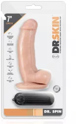 Vibrator realistic Dr. Skin Dr. Spin Gyrating Dildo Blush cu ventuza - telecomanda lungime 17.5 cm grosime 3 cm 