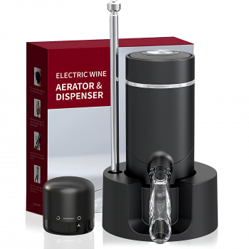 Decantor cu aerator electric pentru vin SpectrumPoint R tub retractabil potrivit pentru toate genurile de sticle portabil negru
