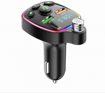 Modulator FM Fluxify adaptor radio auto smart bluetooth Incarcare rapida MP3 Player Type C PD 30W Slot Card microSD USB QC 3.0 Lum