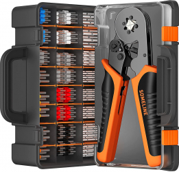 Set cleste sertizare pini conectori cu 1350 terminale conductori 0 5-10 mm² 24 de tipuri profesional cu cutie de depozitare si trans 