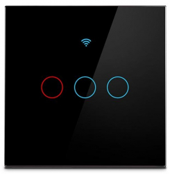 Intrerupator inteligent cu touch Tuya Life Smart Wi-Fi RF433 cu sau fara nul 3 canale 10A Sticla securizata compatibil Amazon Alexa 