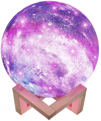 Lampa Planeta Galaxy 3D 15cm LED colorat cu Suport Lemn Moon Light 
