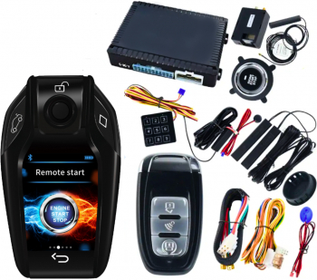 Sistem alarma auto inteligent 4G GSM GPS destinat Toyota si Kia si alte marci auto cu cheie LCD pornire la distanta a motorului gasire