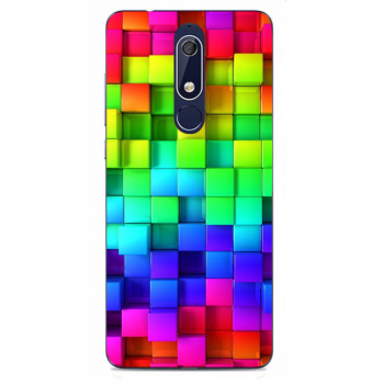 Husa Nokia 5.1 2018 Silicon Gel Tpu Model Colorful Cubes