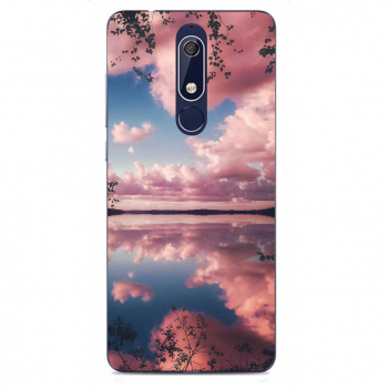 Husa Nokia 5.1 2018 Silicon Gel Tpu Model Pink Clouds 