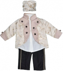 Costum elegant din catifea 4 piese pentru baieti Duomar 240124-2-68 Bej 