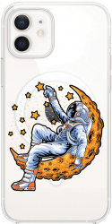 Husa BestCase comp Cu Apple iPhone 12 Mini Astronaut On Moon SLIM 1.5MM MagSafe comp Anti Shock MAS 1001 