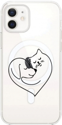 Husa BestCase comp Cu Apple iPhone 12 Mini Dog And Cat Love SLIM 1.5MM MagSafe comp Anti Shock MAS 739