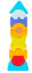 Turnul de Blocuri de Constructie Curcubeu 11 piese EduJucarii 