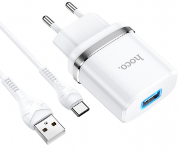 Incarcator Priza USB-A 10W 2.4A + Cablu Type-C L43 Hoco Ardent N1 L43 White 