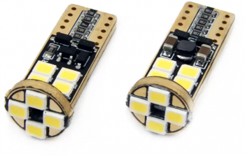 Set becuri LED CANBUS compatibil T10e W5W 12 SMD Alb 12/24V 
