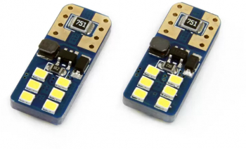 Set becuri LED CANBUS UltraBright T10e W5W 12 SMD Alb 12/24V 