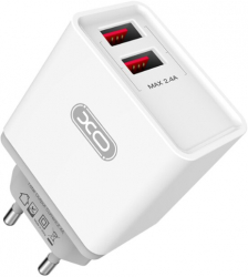 Adaptor de priza XO-L31 Dual-USB cu incarcare rapida compatibil 100-240 V Alb
