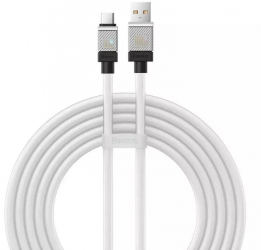 Cablu de date si incarcare conectori USB A la USB Type-C CoolPlay Series super fast charge PD100W 2m lungime Alb 