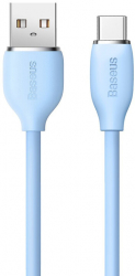 Cablu de date si incarcare Data Cable Jelly Liquid mufa USB la USB Type-C 100W Silicon 1.2m lungime Albastru deschis 