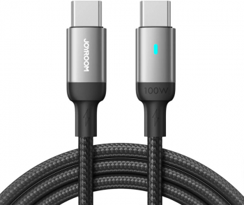 Cablu de date si incarcare mufa USB Type-C la USB Type-C 100W 480Mbps Fast Charging cu indicator LED 1.2m lungime Negru 