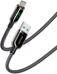 Cablu de date si incarcare USB A la USB Type-C Digital Display 66W 5A 1.2m lungime Negru 